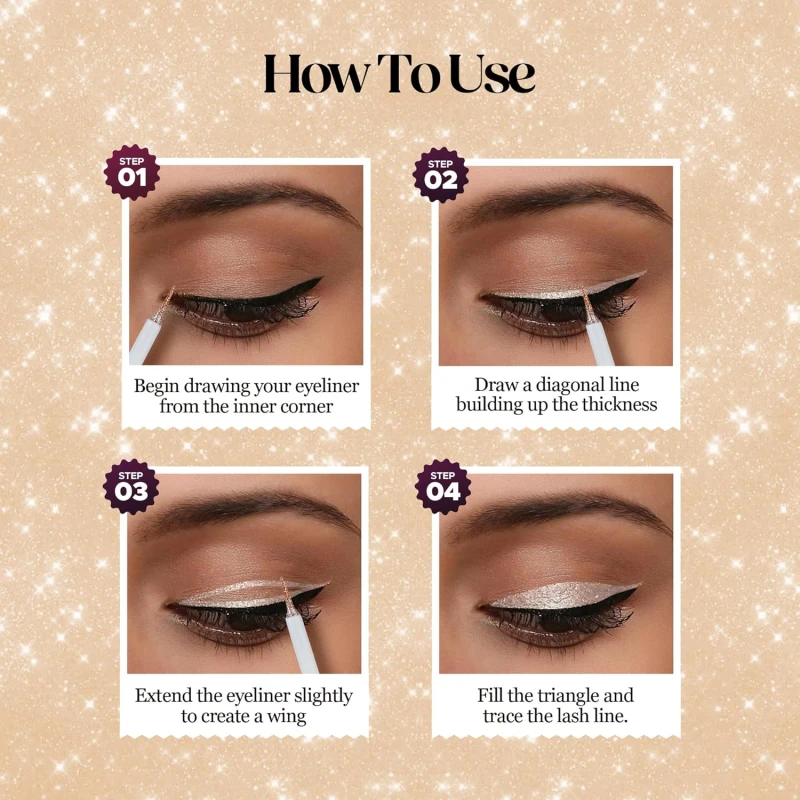Hilary Rhoda Showstopper Eyeliner | Smudge-proof & Metallic Glitter Eyeliner | Water-Resistant | 5ml (Rose Gold Shimmer- Shade 11) - Thumbnail 5